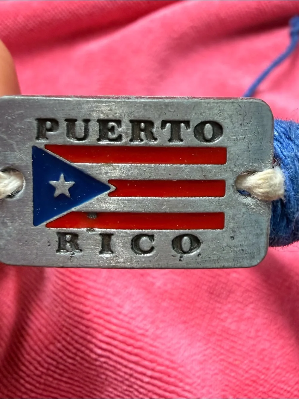 Puerto Rico Leather and Cord Bracelet with Puerto Rico Flag